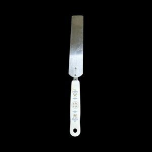 White and Silver Spatula with Floral Design